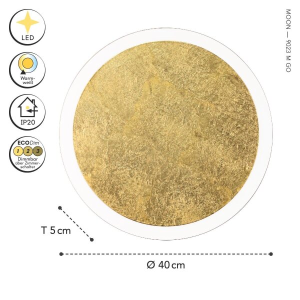 Applique LED or noir ronde Ø40 cm 3500 K dimmable