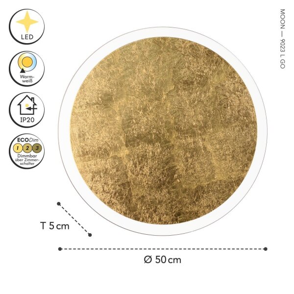 Applique LED or noir ronde Ø50 cm 3500 K dimmable