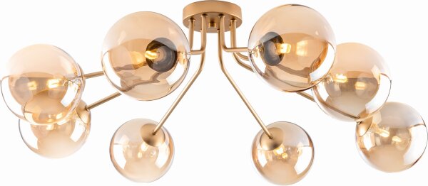 Lampe de plafonnier verre métal laiton champagne L:88 cm G9