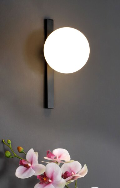 Applique Noir Blanc Boule de verre E14 L:14 cm faible éblouissement