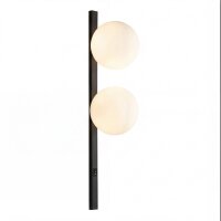 Applique Noir Blanc Boule de verre E14 H:60 cm 2 flammes