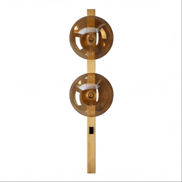 Lampe murale or ambre Boule de verre E14 H:60 cm 2-flmg