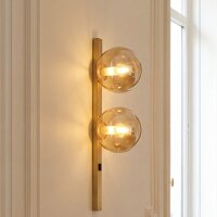 Lampe murale or ambre Boule de verre E14 H:60 cm 2-flmg