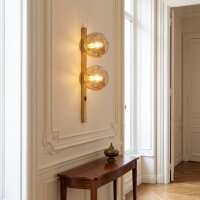 Lampe murale or ambre Boule de verre E14 H:60 cm 2-flmg