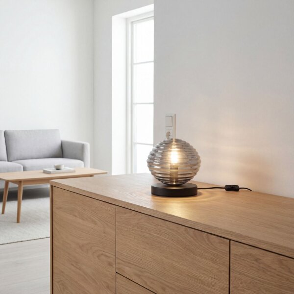 Lampe de table élégante verre fumé 16,5 cm E27 décoratif