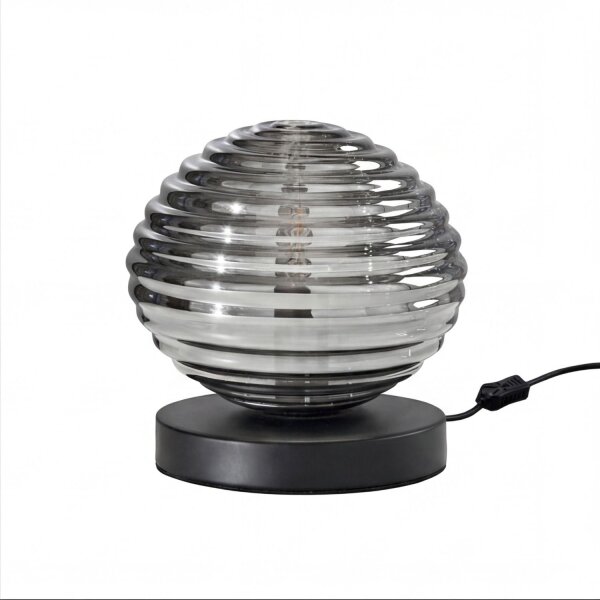 Lampe de table élégante verre fumé 16,5 cm E27 décoratif