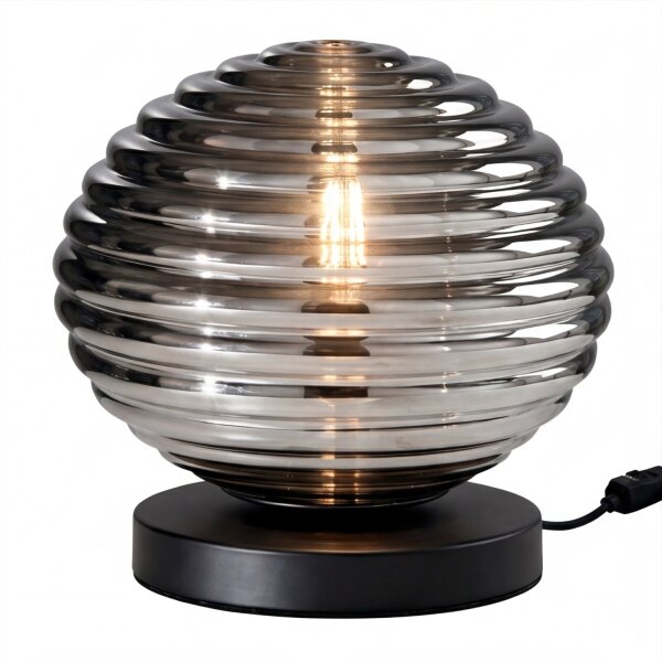 Lampe de table élégante verre fumé 28 cm E27 décoratif