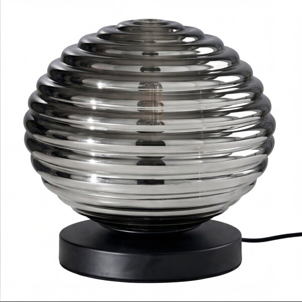 Lampe de table élégante verre fumé 28 cm E27 décoratif