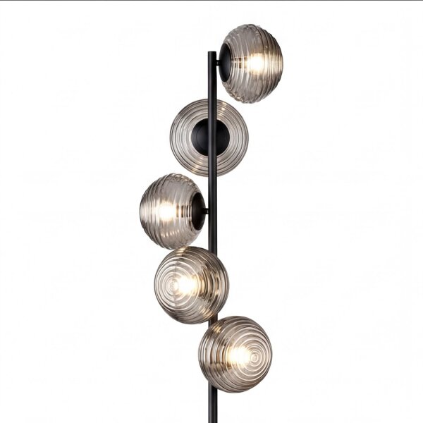 Lampadaire décoratif verre fumé 5 flammes E27 160 cm