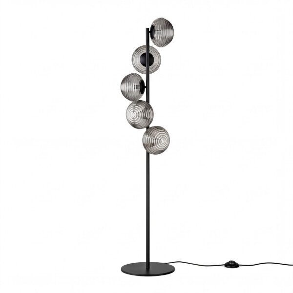 Lampadaire décoratif verre fumé 5 flammes E27 160 cm