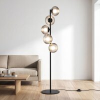 Lampadaire d&eacute;coratif verre fum&eacute; 5 flammes...