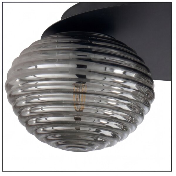 Plafonnier élégant verre fumé 2flmg E27 décoratif