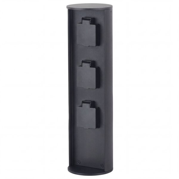 Colonne de prises trois prises aluminium IP44 40 cm
