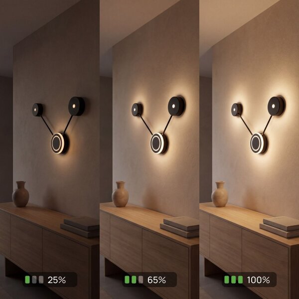 Applique LED aluminium dimmable H:44 cm 3000 K noir