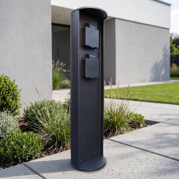 Colonne de prises deux prises aluminium IP44 40 cm