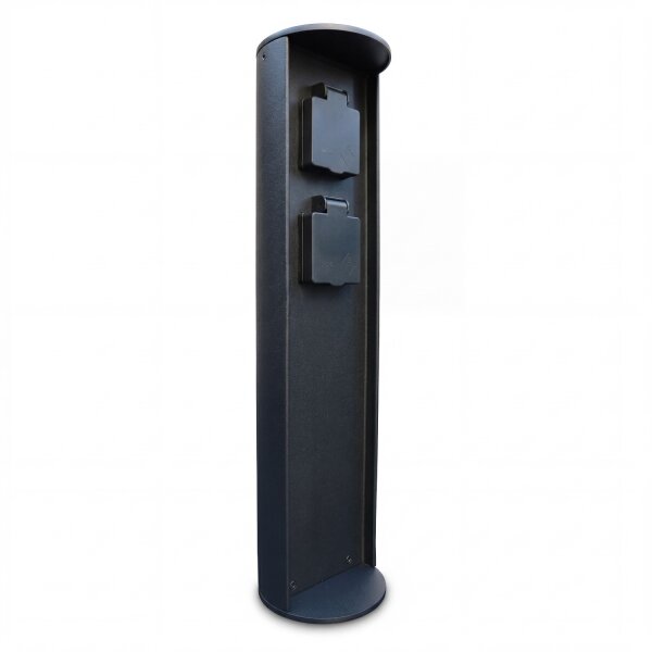 Colonne de prises deux prises aluminium IP44 40 cm