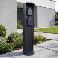Colonne de prises deux prises aluminium IP44 40 cm
