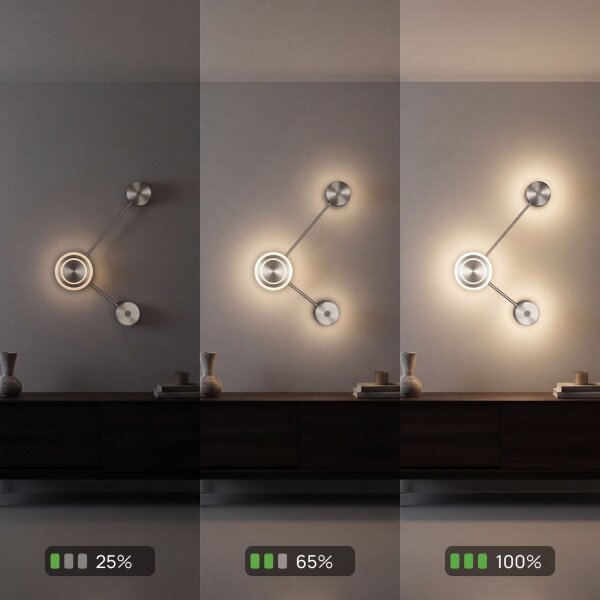 Applique LED aluminium dimmable H:44 cm 3000 K argent