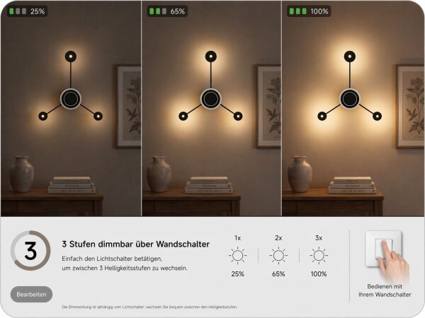 Applique LED aluminium dimmable H:53 cm 3000 K noir