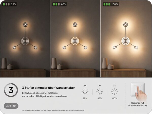 Applique LED aluminium dimmable H:53 cm 3000 K argent