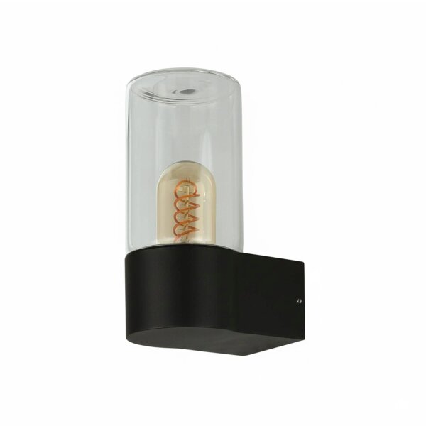 Applique extérieure verre fumé aluminium E27 IP44 H : 19,7 cm