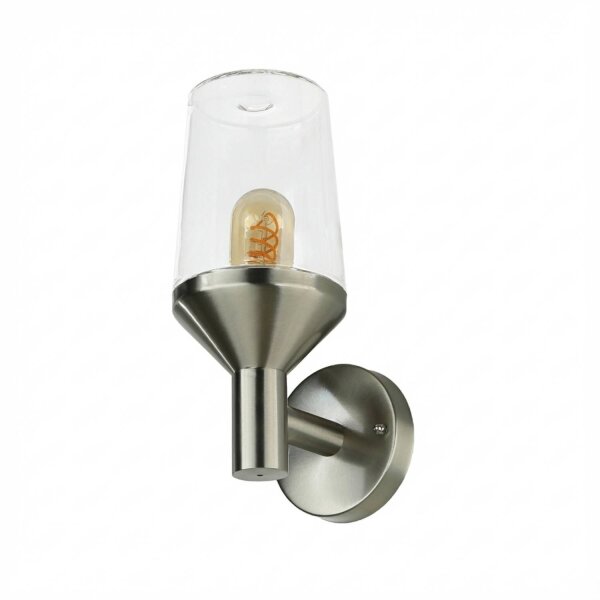 Applique extérieure acier inoxydable verre H : 29 cm IP44 E27