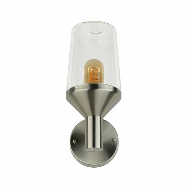 Applique extérieure acier inoxydable verre H : 29 cm IP44 E27