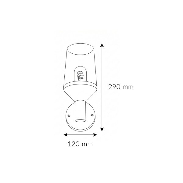 Applique extérieure acier inoxydable verre H : 29 cm IP44 E27