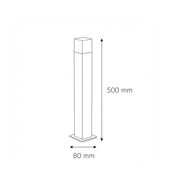 Borne déclairage LED aluminium hauteur 50 cm IP44 carré noir