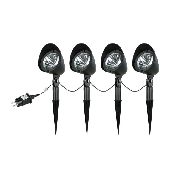 Lampe de jardin LED Piquet de terre, jeu de 4 prises Câble anthracite