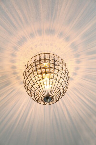 Lampe de plafonnier cristal métal L : 30 cm en laiton antique E27