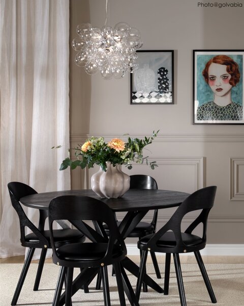 Suspension verre métal G9 largeur 50 cm H : max. 120 cm