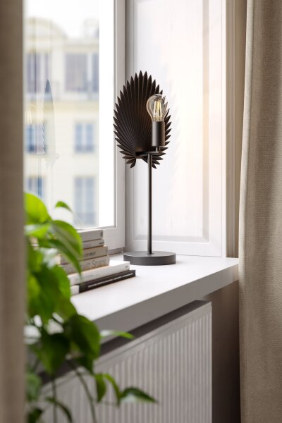 Lampe de table noir métal 55 cm E27 interrupteur à fil
