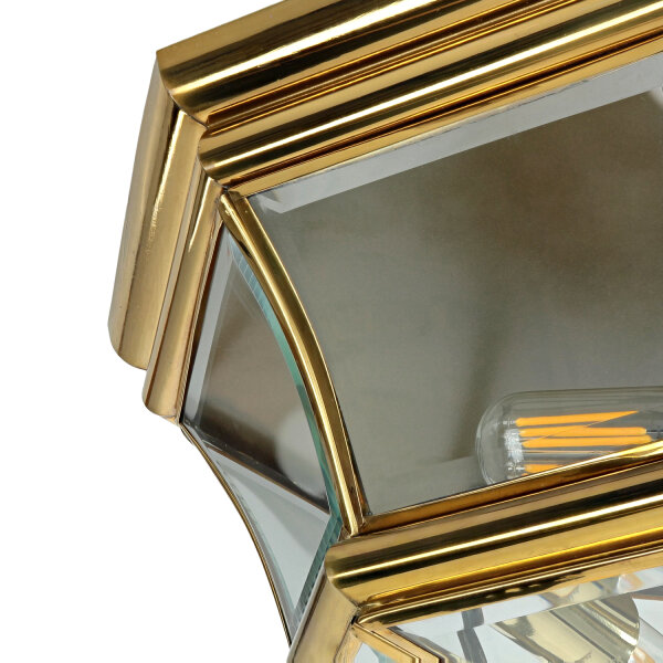 Plafonnier dextérieur laiton verre IP44 Vintage