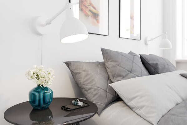 Applique murale avec câble Interrupteur réglable blanc Bras articulé