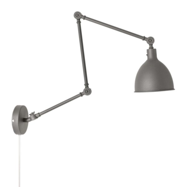 Lampe de lecture murale avec prise métal bras articulé gris