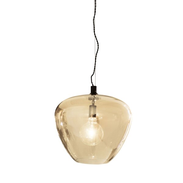 Suspension verre fumé métal L : 40 cm H : max. 120 cm E27