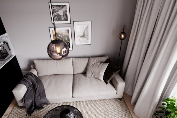 Lampadaire métal verre fumé hauteur 163,5 cm E27