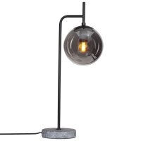 Lampe de table m&eacute;tal verre fum&eacute; 60 cm noir...