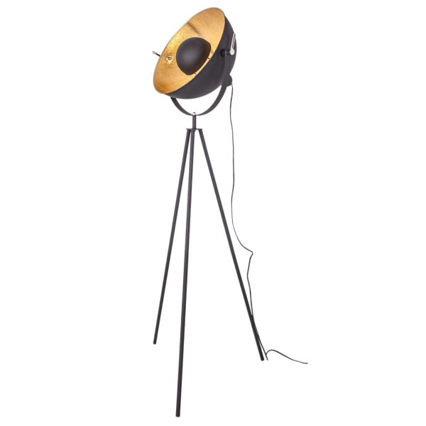 Lampadaire en métal 145 cm en noir or E27 tripode