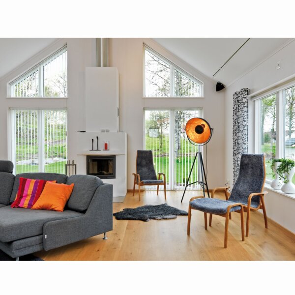 Lampadaire tripode en noir or E27 160 cm métal