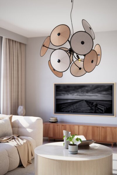 Suspension décorative métal tissu D : 83,5 cm 4x E14