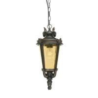 Lampe &agrave; suspendre brune IP44 acier verre...