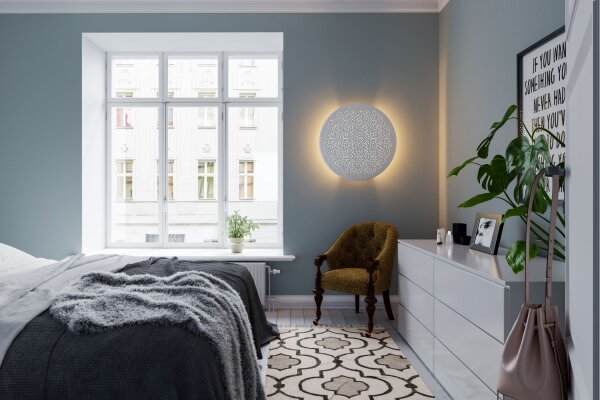 Applique ronde D : 70 cm grande avec interrupteur blanc E14