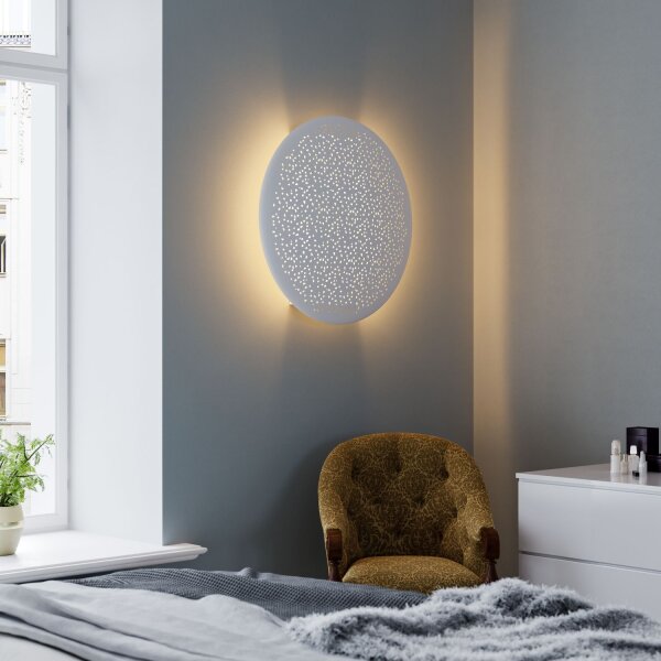 Applique ronde D : 70 cm grande avec interrupteur blanc E14
