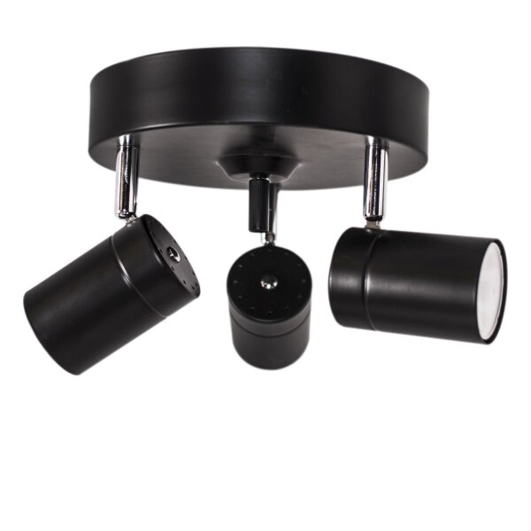 Petit spot de plafond L : 20 cm Noir Métal 3 flammes GU10