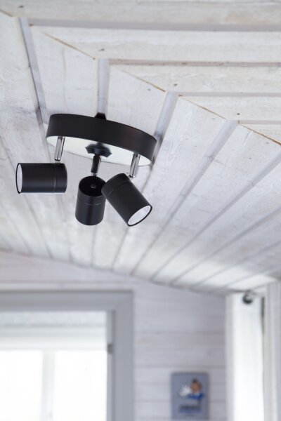 Petit spot de plafond L : 20 cm Noir Métal 3 flammes GU10