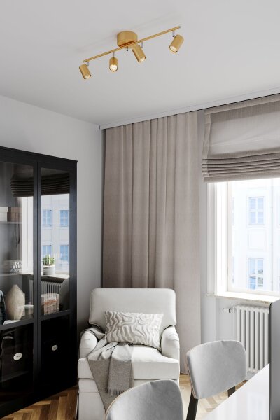 Spot de plafond GU10 4 flammes allongé 83 cm en or