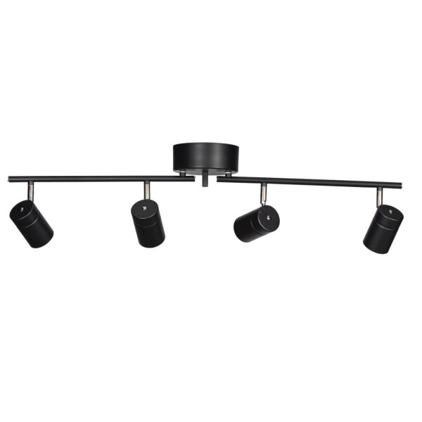 Projecteur de plafond 4 flammes GU10 83 cm de long noir métal