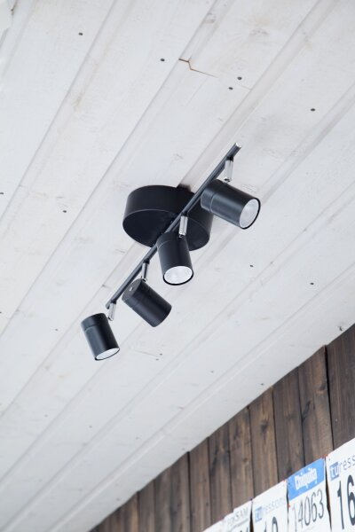 Projecteur de plafond 4 flammes GU10 83 cm de long noir métal